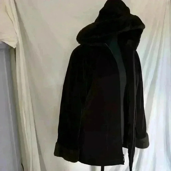 Vintage white stag chocolate brown velour faux fur jacket women’s small boho - Picture 7 of 7